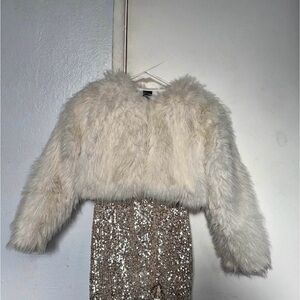 Art Class Kids Faux Fur Jacket - White